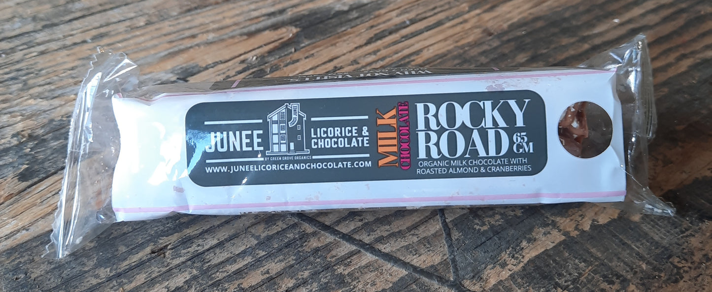Junee Licorice & Chocolate Milk Chocolate Rocky Road (65g)