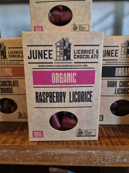 Junee Licorice & Chocolate Raspberry Licorice (180g)